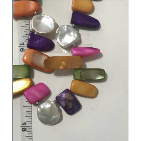 Lucas Lameth LUC 925 CN Sterling Silver Long Colorful Shell Beaded Necklace Vtg - Picture 9 of 11